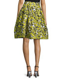 Floral Cloque A-Line Skirt, Citron