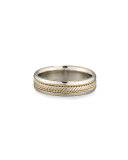 Gents Platinum & 18K Gold Twisted Wedding Band Ring, Size 10
