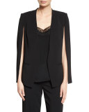 Cape-Sleeve Open-Front Blazer, Black