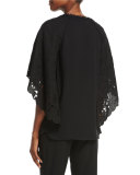Marielle Embellished Batwing-Sleeve Blouse, Black