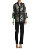 Jacquard Jacket with Graphic Silk Trim 