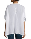 Sakura Short-Sleeve Embroidered Poncho 