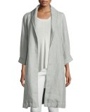 Journey Long Délavé Linen Topper Jacket, Dark Pearl