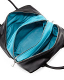 Soft Calf Medium Inside Bag, Black/Turquoise (Nero+Turchese)