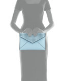 Leo Perforated Envelope Clutch Bag, Sky