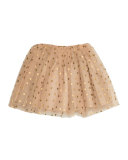 Metallic Polka-Dot Tulle Tutu, Pink, Size 3-8