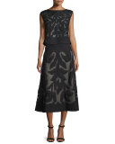 Special Edition Secret Garden A-line Midi Skirt, Black, Petite