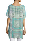 Arroyo-Ice Short-Sleeve Long Tunic, Multi Colors