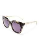 Pools and Palms Notched Square Sunglasses, White Tortoise