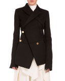 Asymmetric Button-Front 2-In-1 Blazer, Black