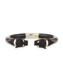 Crystal Chained Panther Bracelet, Black
