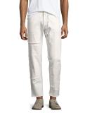 Straight-Leg Patchwork Jeans, White