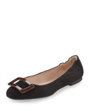 Rade Suede Buckle Ballerina Flat, Black