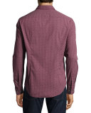 Fancy-Print Sport Shirt, Dark Purple