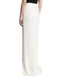 Beaded Front-Slit Maxi Skirt, White