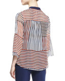 Kimberlee Silk Multipattern Top, Multicolor