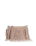 Finn Fringe Suede Crossbody Bag, Vintage Pink