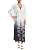 Embroidered V-Neck Caftan Coverup