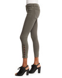 Nix Lace-Up Cropped Jeans, Brunswick Green