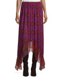 Louella Handkerchief-Hem Silk Skirt, Parry Petite Amethyst