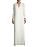 Mia Silk Lace-Trim Maxi Dress, Ivory