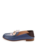 Studded Leather Faces Moccasin, Mirto/Cotton Candy/Bordeaux