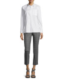 Long-Sleeve Button-Front Poplin Shirt 