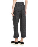 Tie-Print Pull-On Pants, Black/Shark