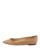 Romy Leather Ballerina Flat, Nude