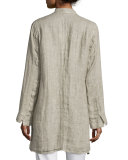 Organic Linen One-Button Coat, Natural 