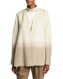 Kaye Oversized Collarless Ombre Jacket, Ecru Multi