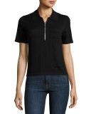 Polo Zip Sweater, Black