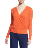 Paz Long-Sleeve Surplice Jersey Top, Orange