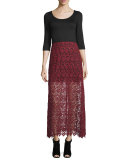 Jojo 3/4-Sleeve Lace-Skirt Dress