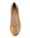 Augusta Scalloped Leather Flat, Cool Sand