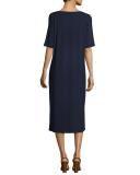 Half-Sleeve Jersey Midi Dress