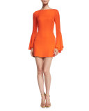 Alisa Bell-Sleeve Cocktail Dress, Persimmon Red