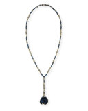 Emerson Long Beaded Agate Necklace, Navy