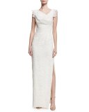 Jackie Anniversary Lace Column Gown, White