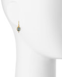 24K Gold Amulet Hue Aquamarine Cabochon Drop Earrings