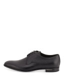 Saffiano Leather Lace-Up Oxford, Black