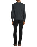 Cashmere V-Neck Sweater, Heather Shadow