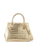 Daisy Small Crocodile Bag, Soft Gold Mirror