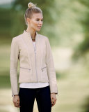 Classic Leather Jacket W/Zip Pockets, Beige 