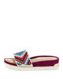 Cava Embroidered Wedge Slide Sandal