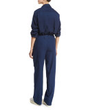 Rinsed-Denim Patch-Pocket Shirt, Dark Blue