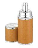 Logo Etched Leather Atomizer, Silver/Camel