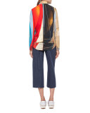 Alice Sail-Print 3/4-Sleeve Blouse, Mainsail Print