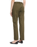 Enzyme-Wash Twill Straight-Leg Pants, Loden Green