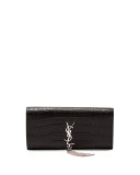 Monogram Croc-Stamped Clutch Bag, Black